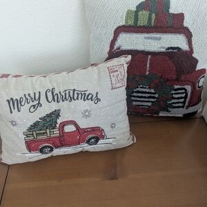 Merry Christmas Red Truck Holiday Pillow Set